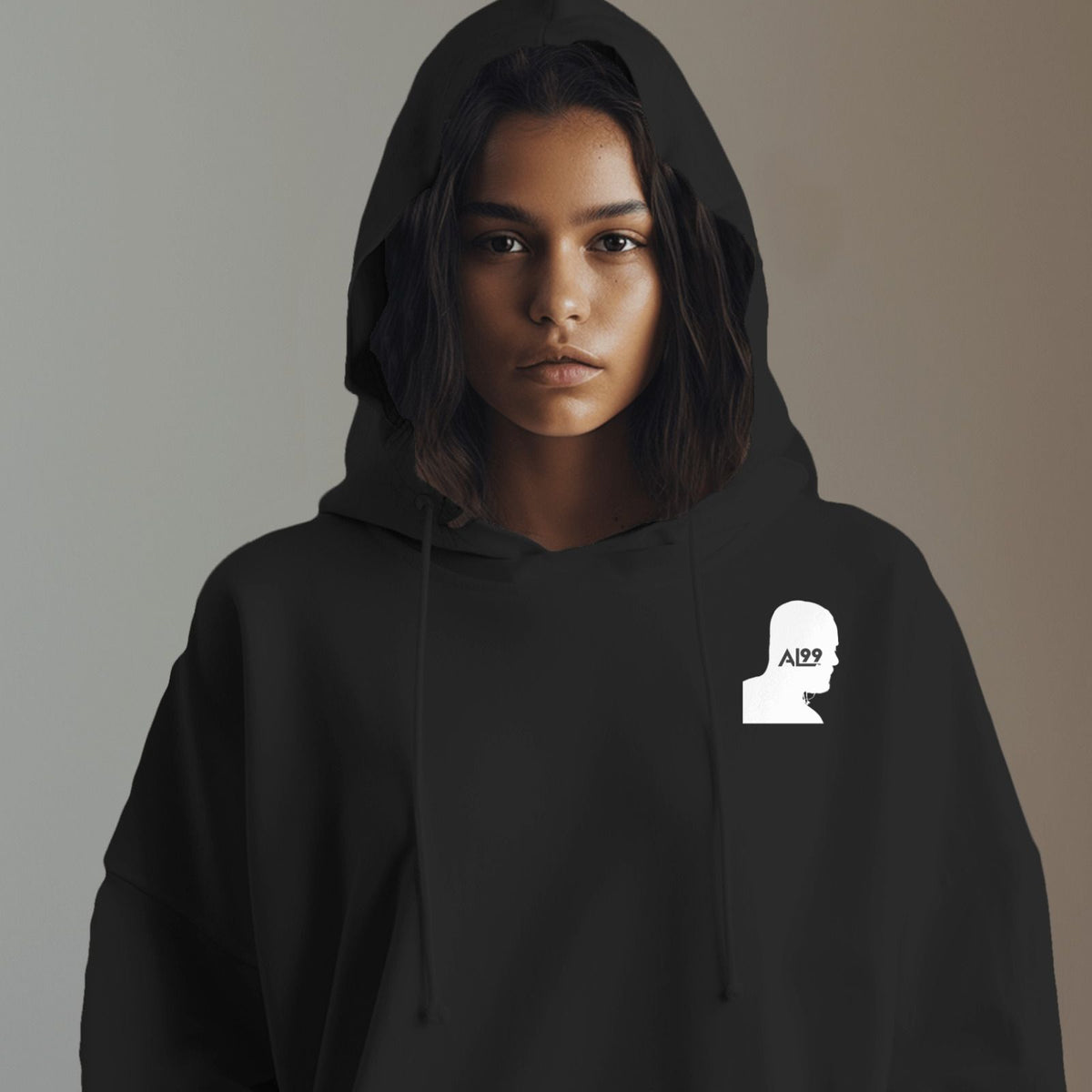 AL99 Black Silhouette Hoodie on model