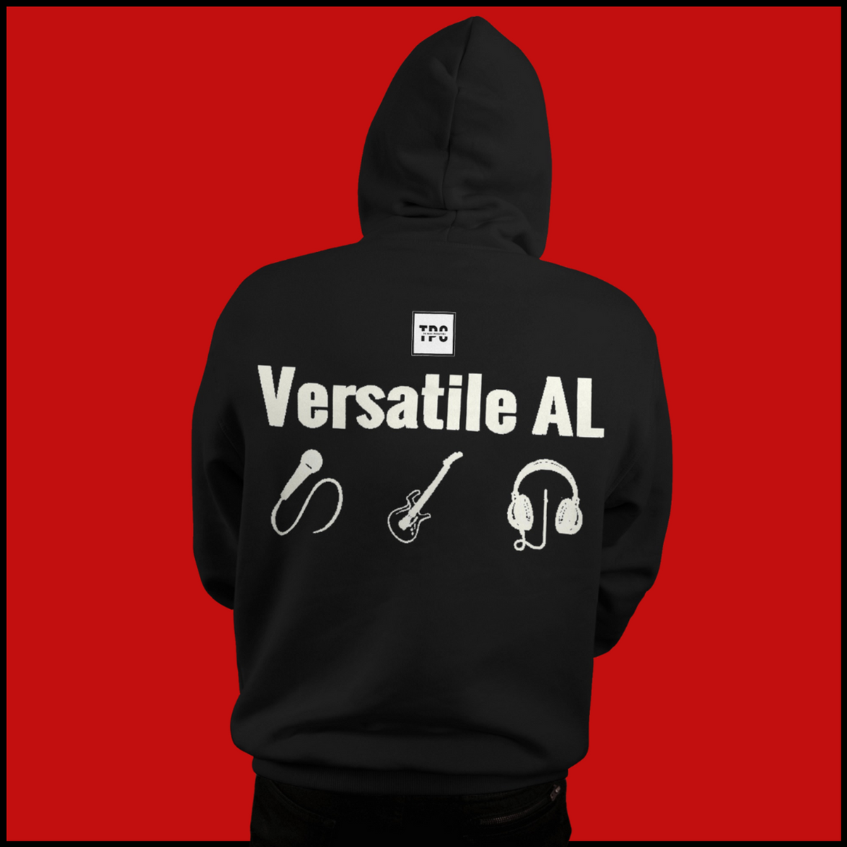 AL99 Black Hoodie back with Versatile AL graphic